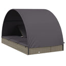 vidaXL 2 személyes szürke polyrattan napágy kerek tetővel 211x112x140