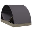 vidaXL 2 személyes szürke polyrattan napágy kerek tetővel 211x112x140