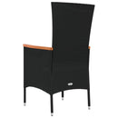 vidaXL 2 db fekete polyrattan kerti szék párnával