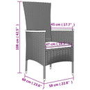 vidaXL 2 db szürke polyrattan kerti szék párnával