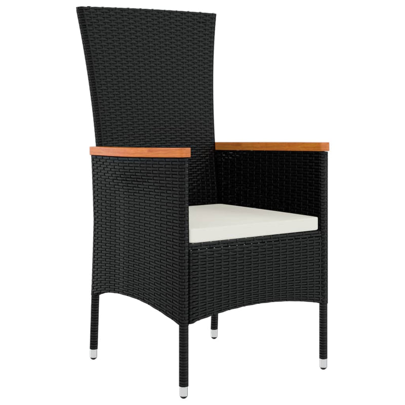 vidaXL 4 db fekete polyrattan kerti szék párnával
