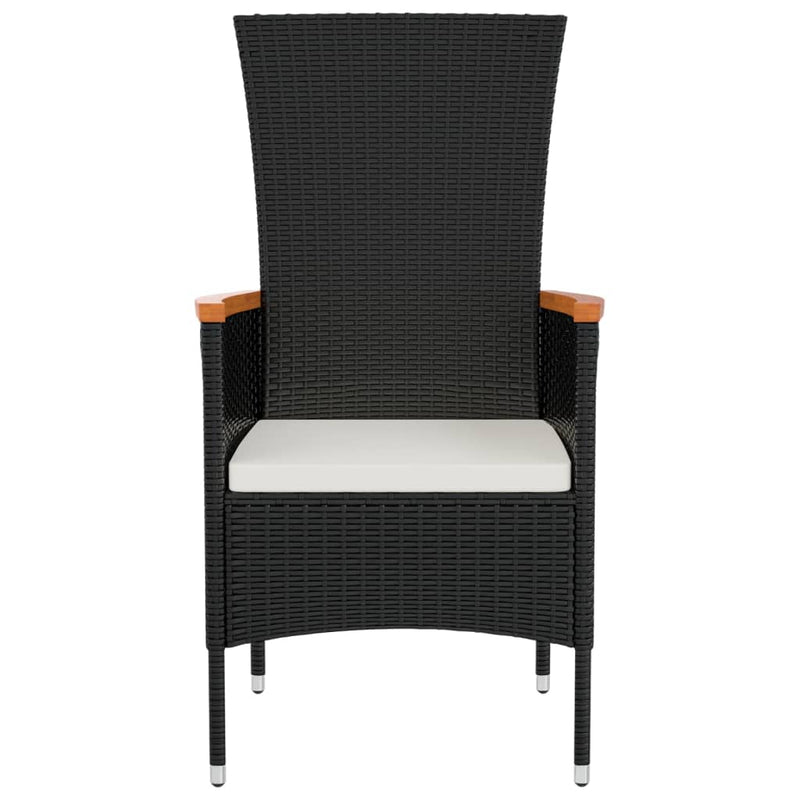 vidaXL 4 db fekete polyrattan kerti szék párnával