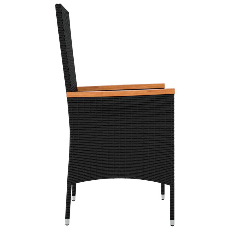 vidaXL 4 db fekete polyrattan kerti szék párnával