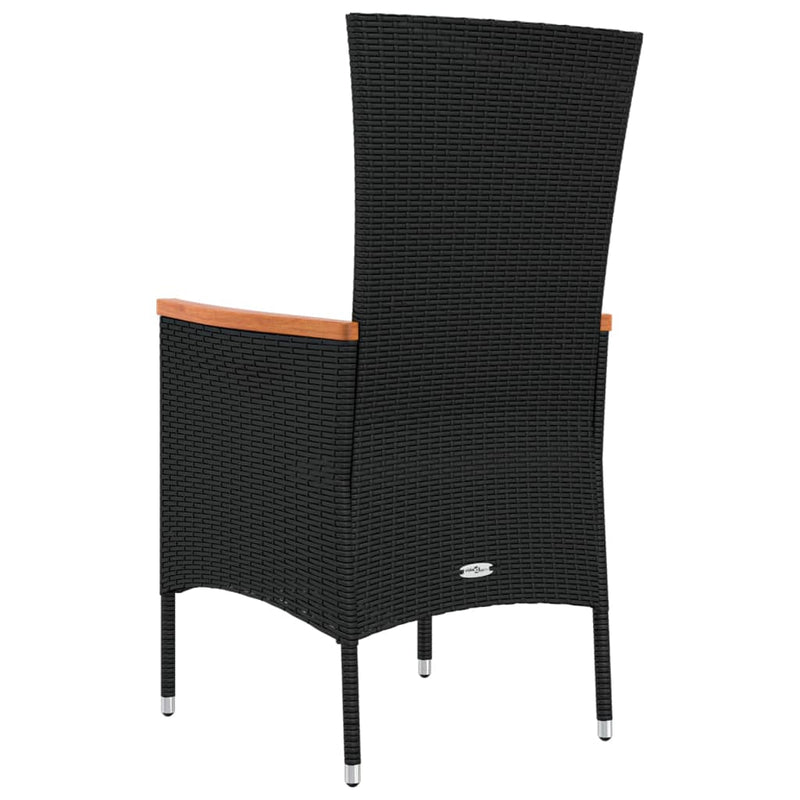 vidaXL 4 db fekete polyrattan kerti szék párnával