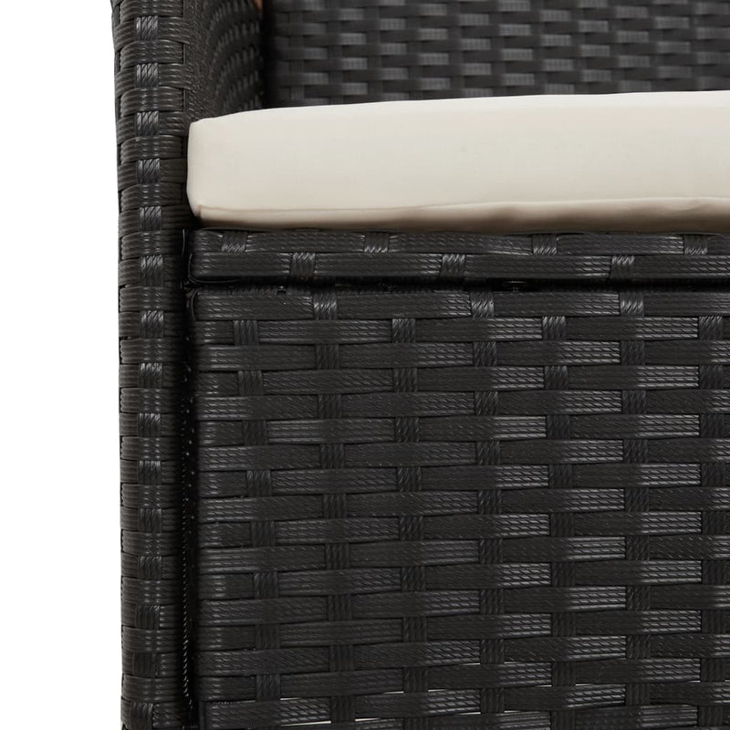 vidaXL 4 db fekete polyrattan kerti szék párnával