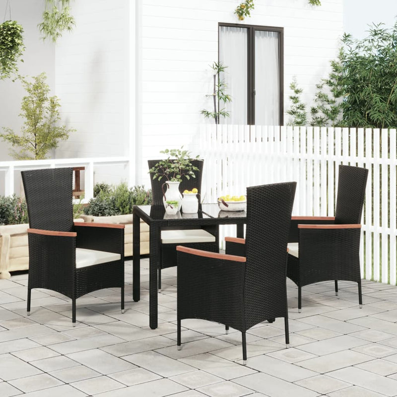 vidaXL 4 db fekete polyrattan kerti szék párnával