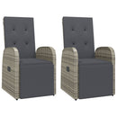 vidaXL 2 db szürke polyrattan dönthető kerti szék párnákkal