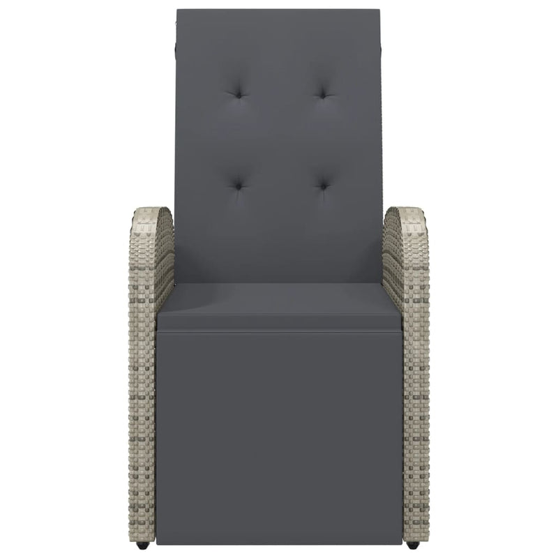 vidaXL 2 db szürke polyrattan dönthető kerti szék párnákkal