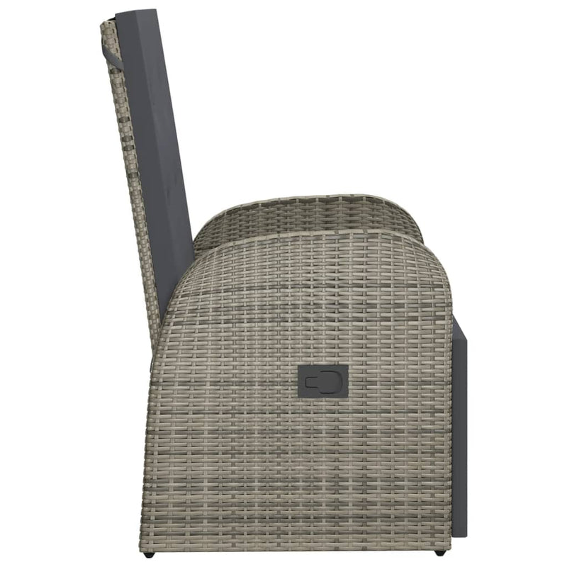 vidaXL 2 db szürke polyrattan dönthető kerti szék párnákkal