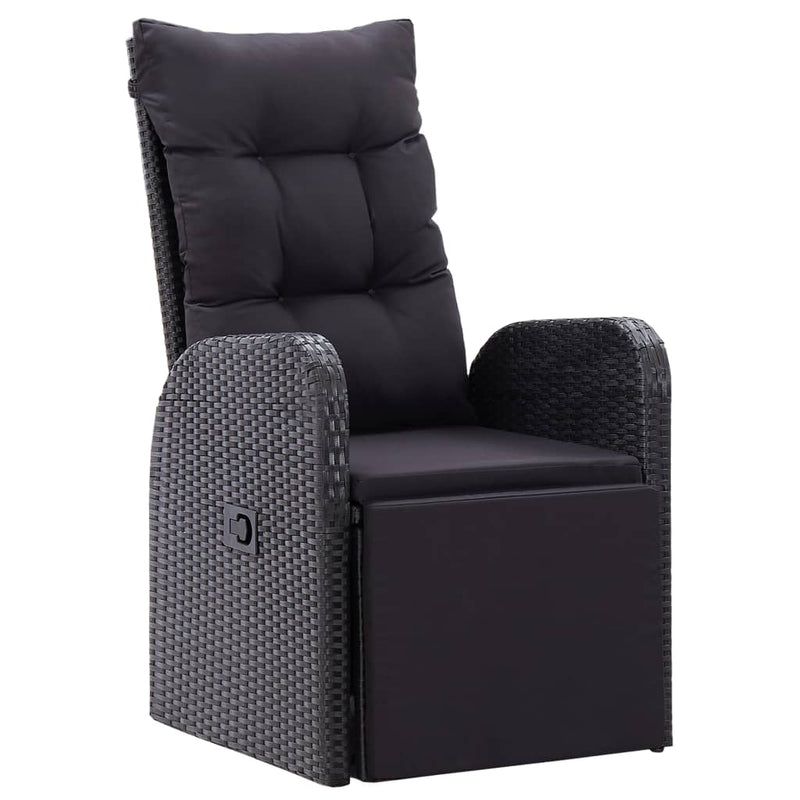 vidaXL 2 db fekete polyrattan dönthető kerti szék párnával