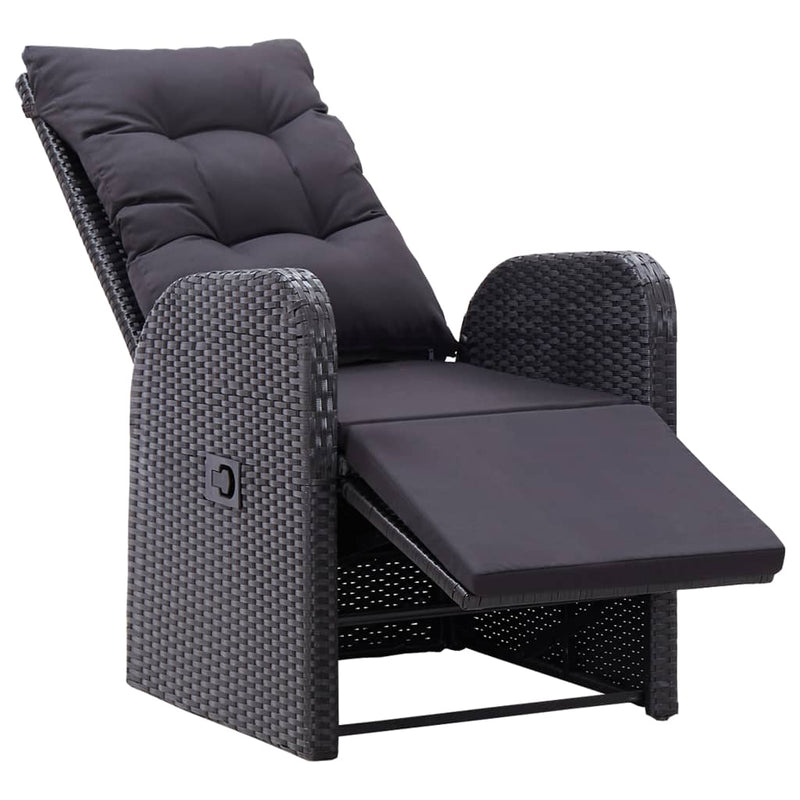 vidaXL 2 db fekete polyrattan dönthető kerti szék párnával