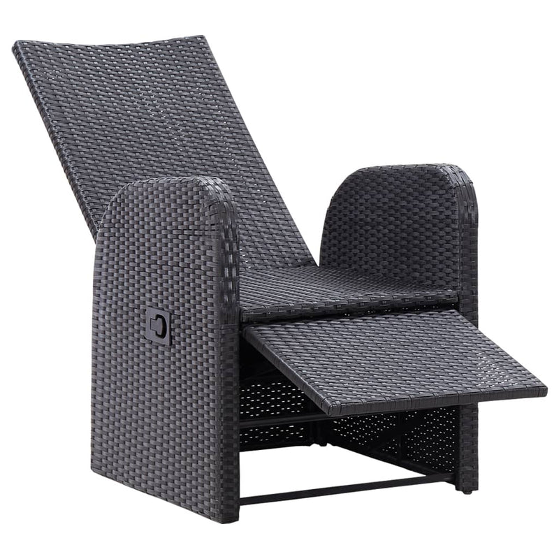 vidaXL 2 db fekete polyrattan dönthető kerti szék párnával