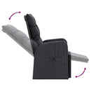 vidaXL 2 db fekete polyrattan dönthető kerti szék párnával