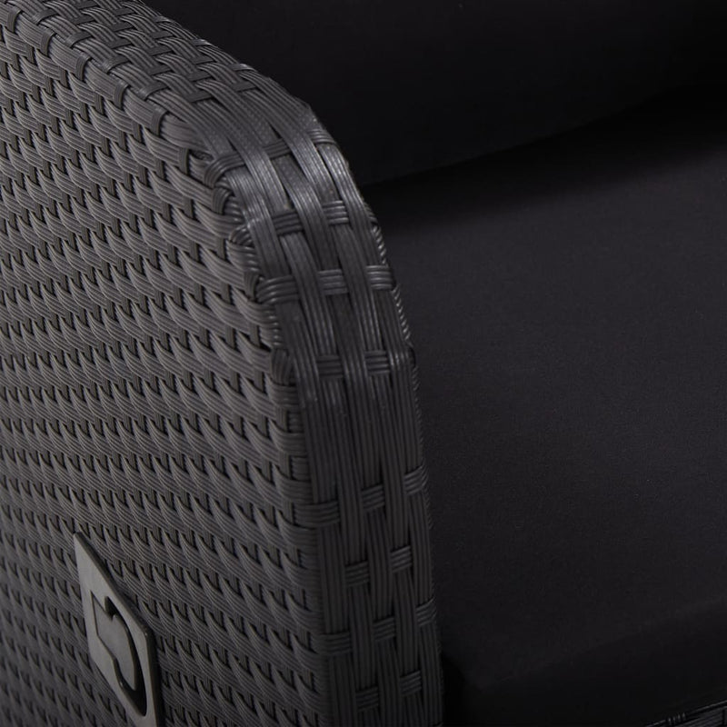 vidaXL 2 db fekete polyrattan dönthető kerti szék párnával