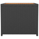 vidaXL fekete polyrattan és tömör akácfa teázóasztal fa asztallappal