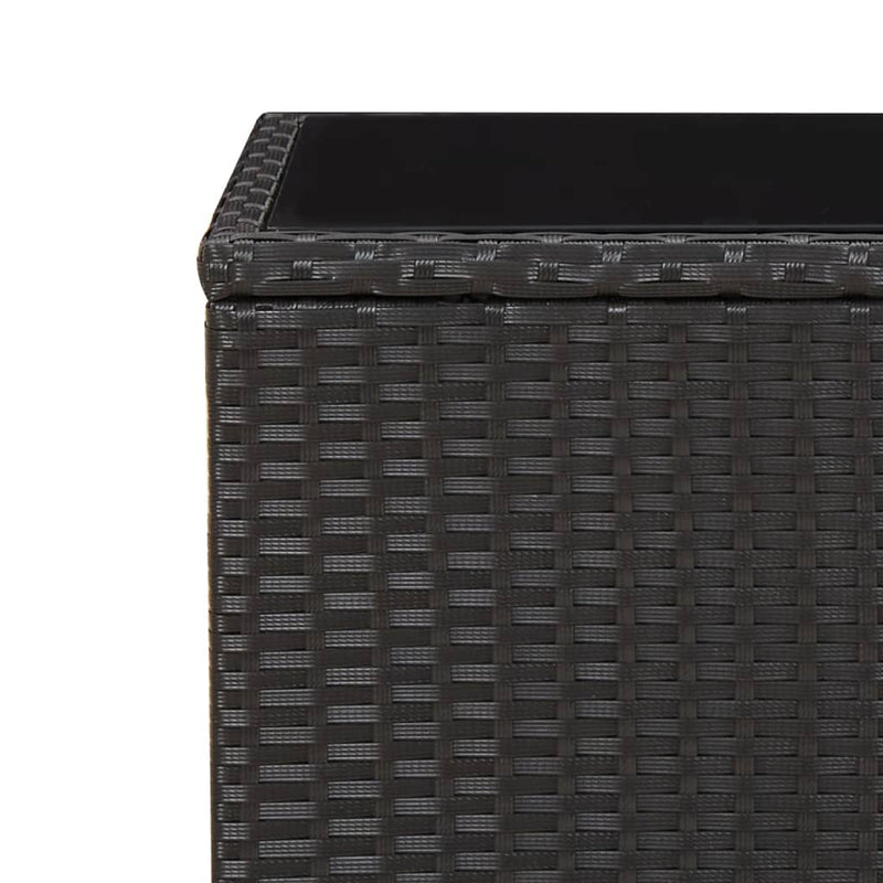 vidaXL fekete polyrattan és edzett üveg teázóasztal üveglappal