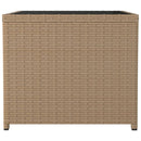 vidaXL bézs polyrattan és edzett üveg teázóasztal üveg lappal