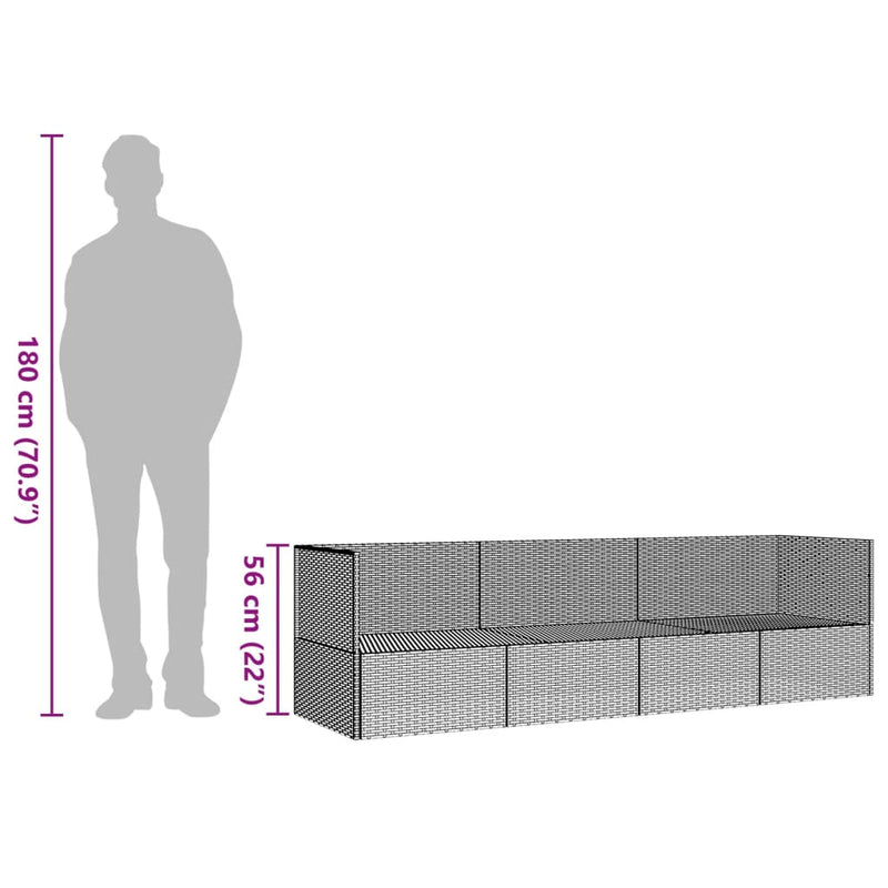 vidaXL barna polyrattan kültéri társalgókanapé párnákkal