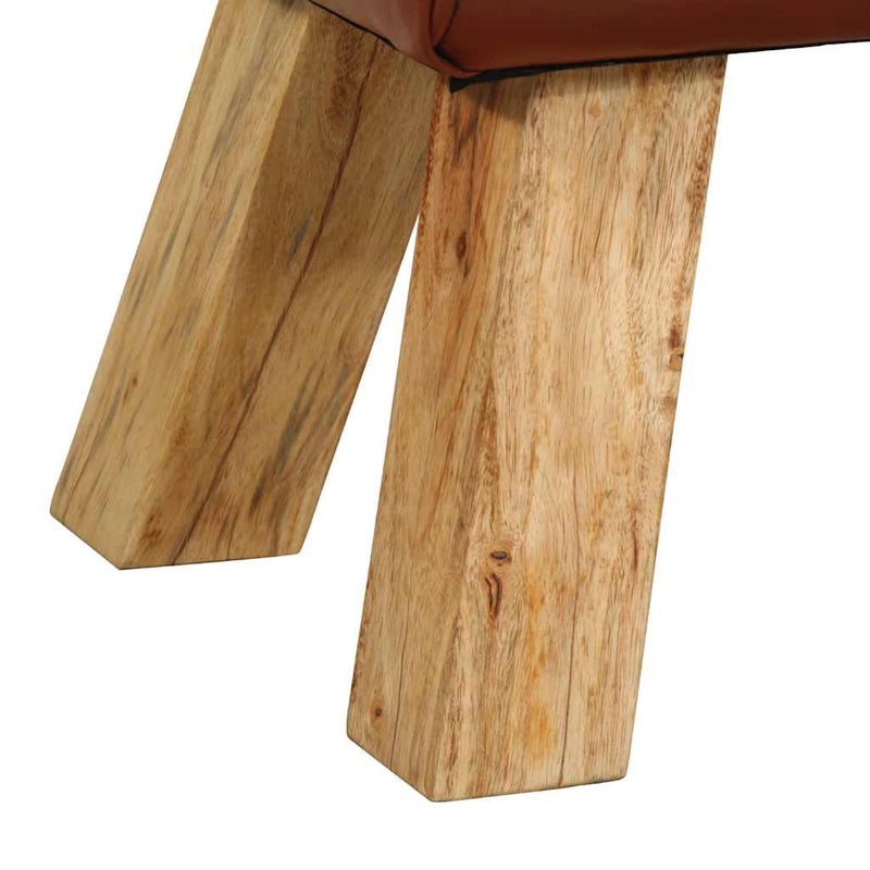 vidaXL barna valódi bőr és tömör mangófa tornapad 110 cm