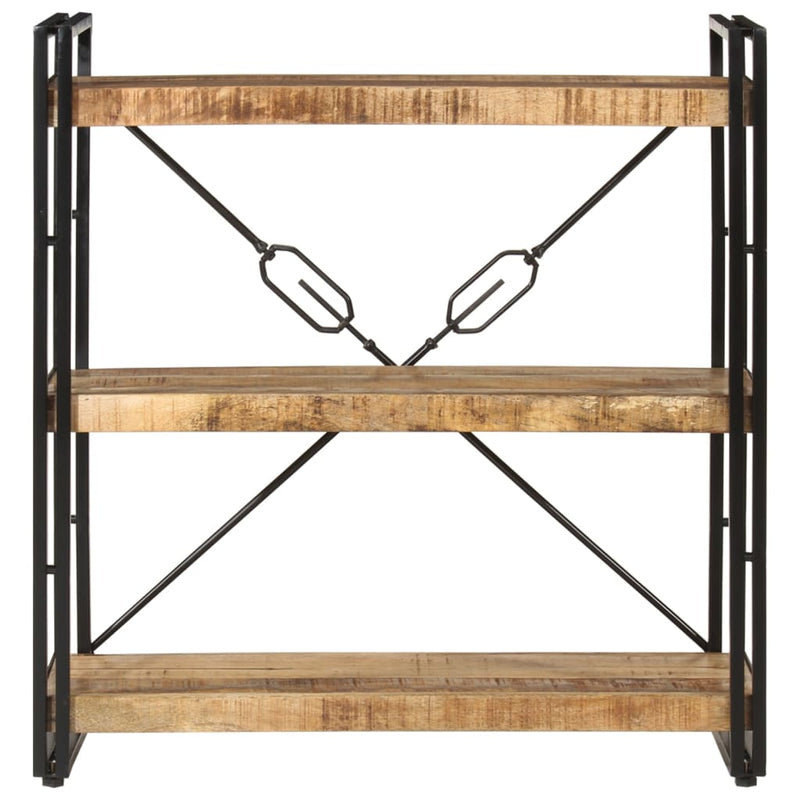 vidaXL 3 szintes tömör mangófa és vas könyvespolc 77x30x80 cm
