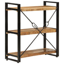 vidaXL 3 szintes tömör mangófa és vas könyvespolc 77x30x80 cm