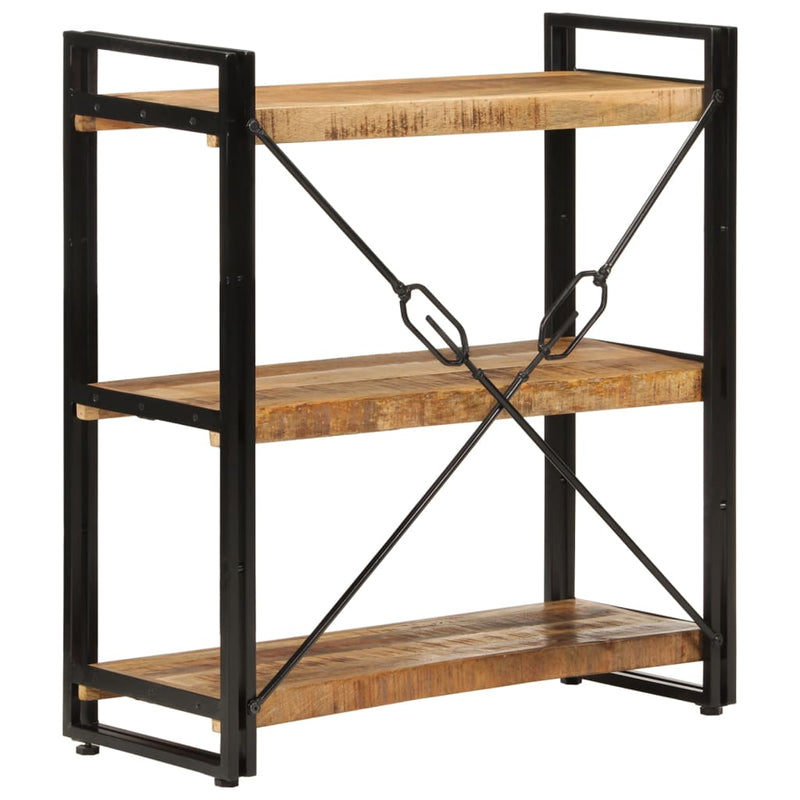 vidaXL 3 szintes tömör mangófa és vas könyvespolc 77x30x80 cm
