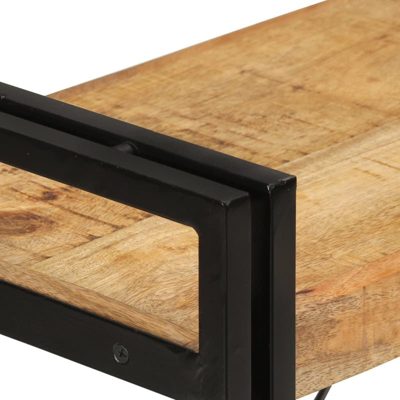 vidaXL 3 szintes tömör mangófa és vas könyvespolc 77x30x80 cm