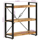 vidaXL 3 szintes tömör mangófa és vas könyvespolc 77x30x80 cm
