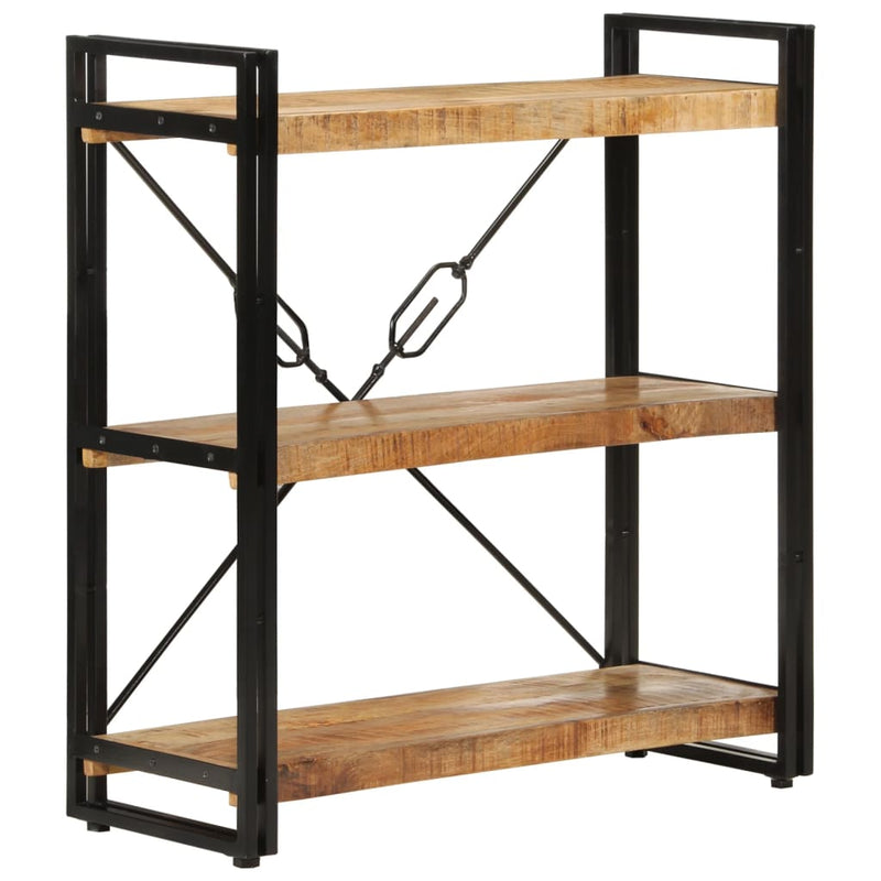 vidaXL 3 szintes tömör mangófa és vas könyvespolc 77x30x80 cm