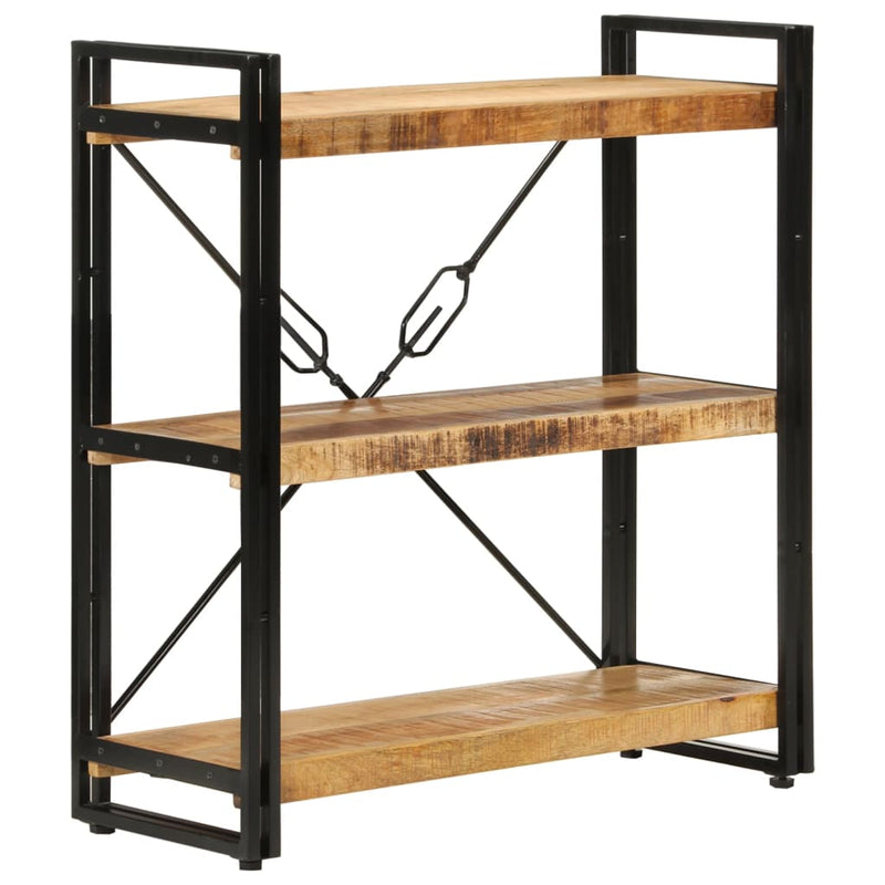 vidaXL 3 szintes tömör mangófa és vas könyvespolc 77x30x80 cm
