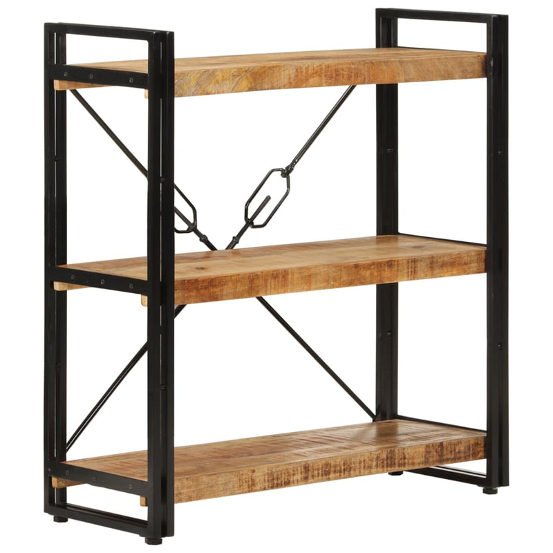 vidaXL 3 szintes tömör mangófa és vas könyvespolc 77x30x80 cm