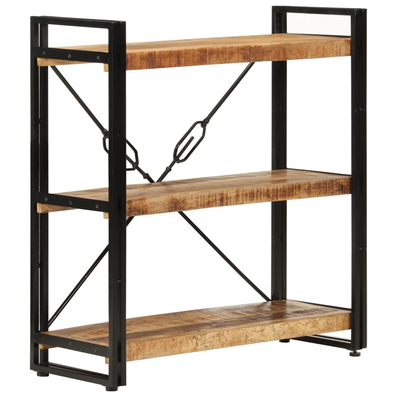 vidaXL 3 szintes tömör mangófa és vas könyvespolc 77x30x80 cm