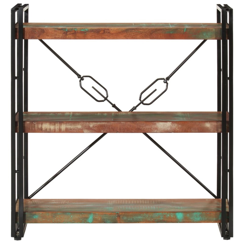 vidaXL 3 szintes újrahasznosított fa és vas könyvespolc 77x30x80 cm