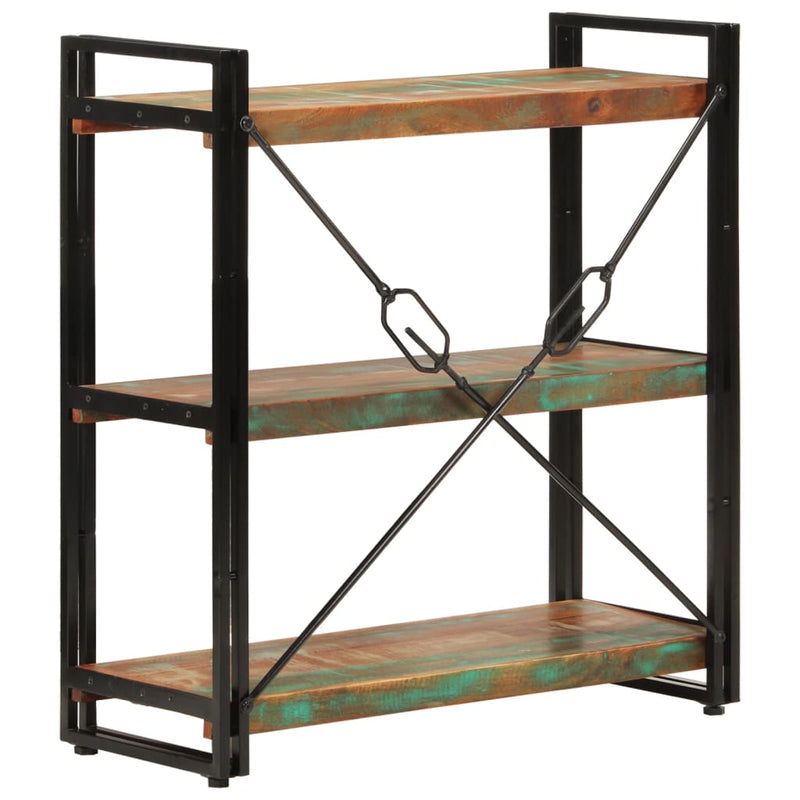 vidaXL 3 szintes újrahasznosított fa és vas könyvespolc 77x30x80 cm