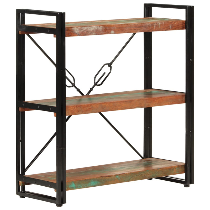 vidaXL 3 szintes újrahasznosított fa és vas könyvespolc 77x30x80 cm