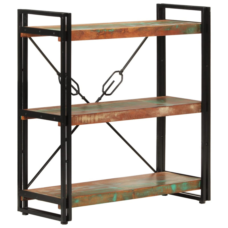 vidaXL 3 szintes újrahasznosított fa és vas könyvespolc 77x30x80 cm