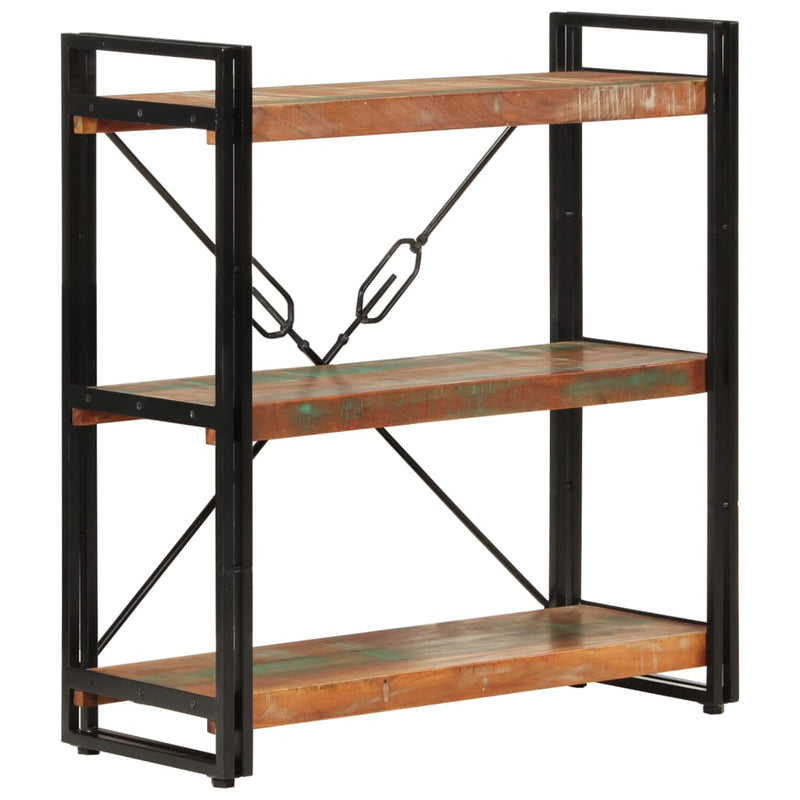 vidaXL 3 szintes újrahasznosított fa és vas könyvespolc 77x30x80 cm