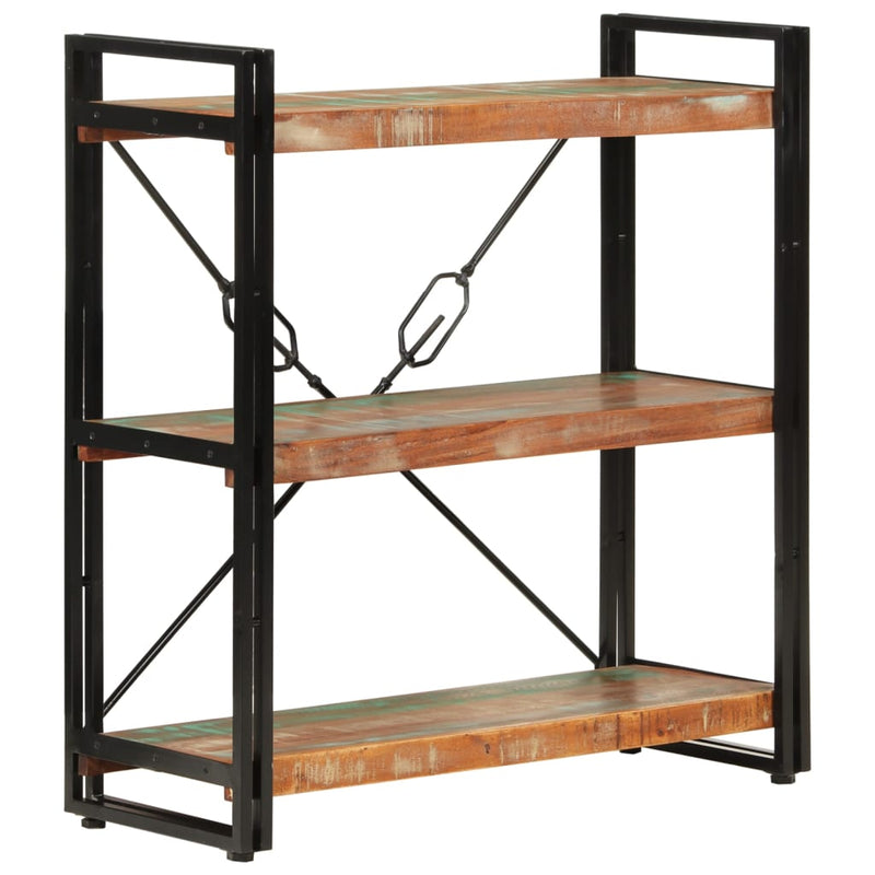 vidaXL 3 szintes újrahasznosított fa és vas könyvespolc 77x30x80 cm