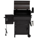 vidaXL fekete vas pellet grillsütő kéménnyel 104 cm