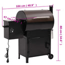 vidaXL fekete vas pellet grillsütő kéménnyel 104 cm