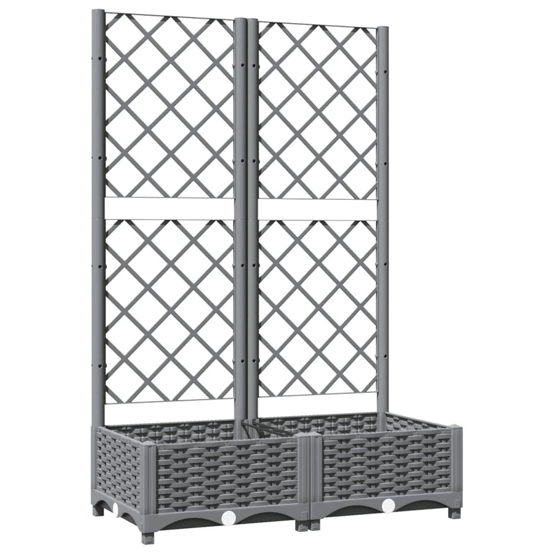 vidaXL világosszürke PP rácsos kerti ültetőláda 80 x 40 x 121,5 cm