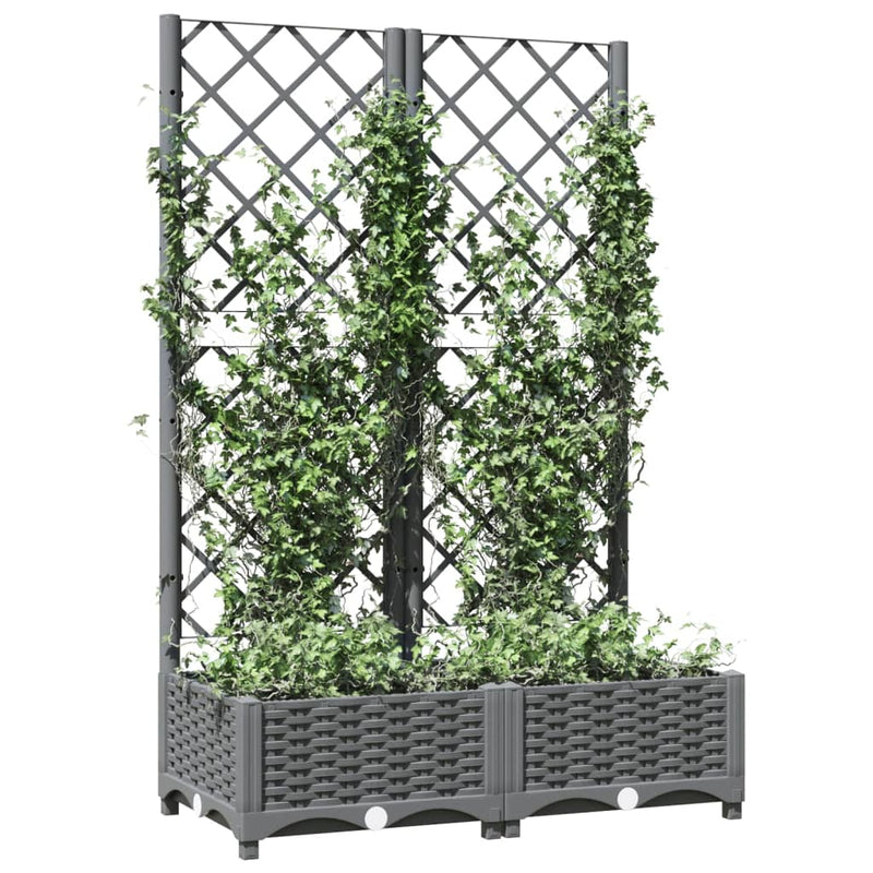 vidaXL világosszürke PP rácsos kerti ültetőláda 80 x 40 x 121,5 cm