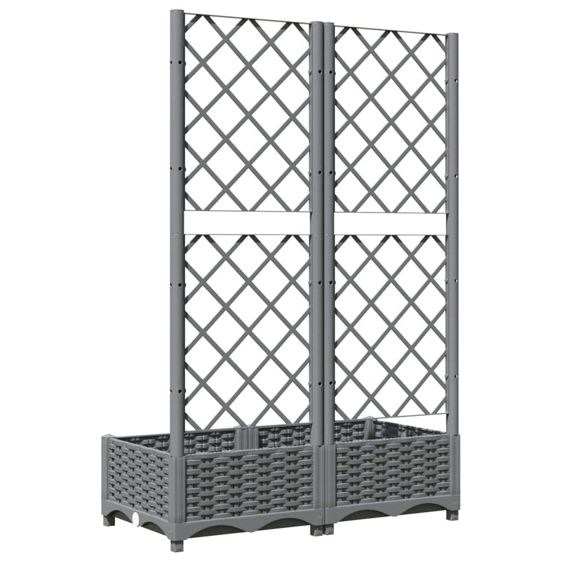 vidaXL világosszürke PP rácsos kerti ültetőláda 80 x 40 x 121,5 cm