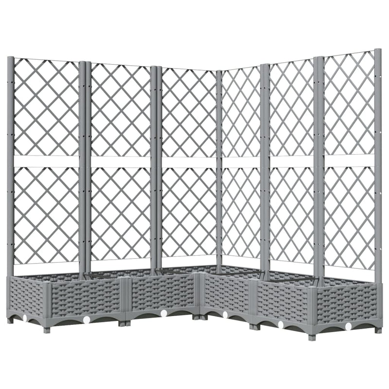 vidaXL világosszürke PP rácsos kerti ültetőláda 120 x 120 x 121,5 cm