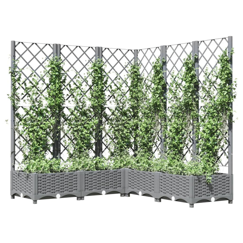 vidaXL világosszürke PP rácsos kerti ültetőláda 120 x 120 x 121,5 cm
