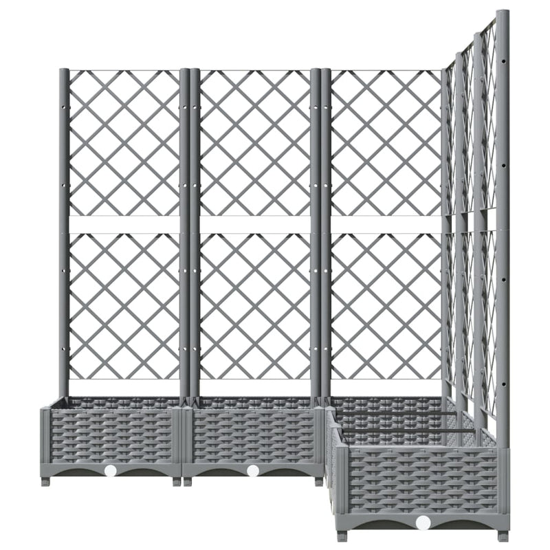 vidaXL világosszürke PP rácsos kerti ültetőláda 120 x 120 x 121,5 cm