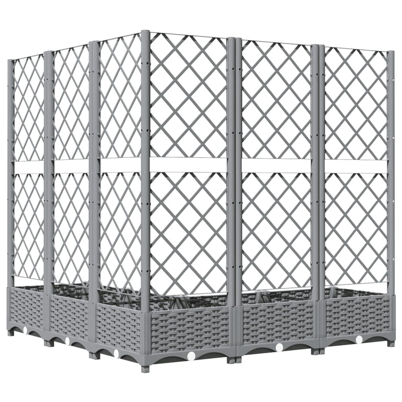 vidaXL világosszürke PP rácsos kerti ültetőláda 120 x 120 x 121,5 cm