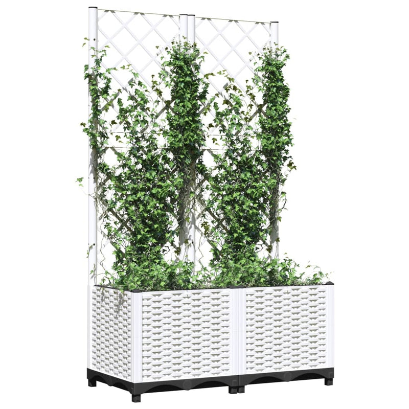 vidaXL fehér PP rácsos kerti ültetőláda 80 x 40 x 136 cm