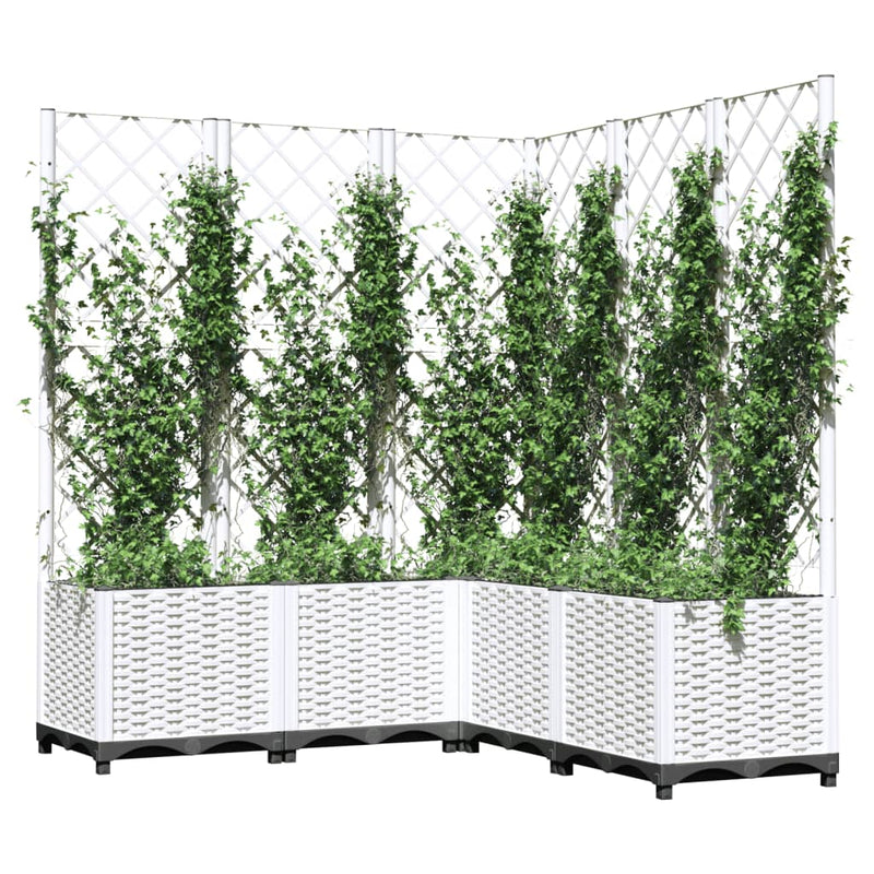 vidaXL fehér polipropilén rácsos kerti ültetőláda 120 x 120 x 136 cm