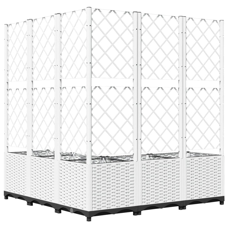 vidaXL fehér polipropilén rácsos kerti ültetőláda 120 x 120 x 136 cm